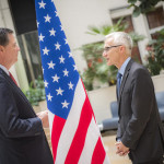 FBI director James Comey (left) and Interpol's Secretary General Jürgen Stock discussed a wide range of global security threats