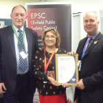 Left to Right: SSAIB CEO Alex Carmichael, Councillor Yasemin Brett and Alan Gardner, manager of Enfield Council’s Public Safety Centre