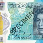 The new polymer £5 note soon to be issued by the Bank of England