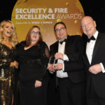 Left to Right: Awards host Tess Daly, Naomi Austen and Duaine Taylor of Axis Group Integrated Services and Jeff Johnson from SSR Personnel